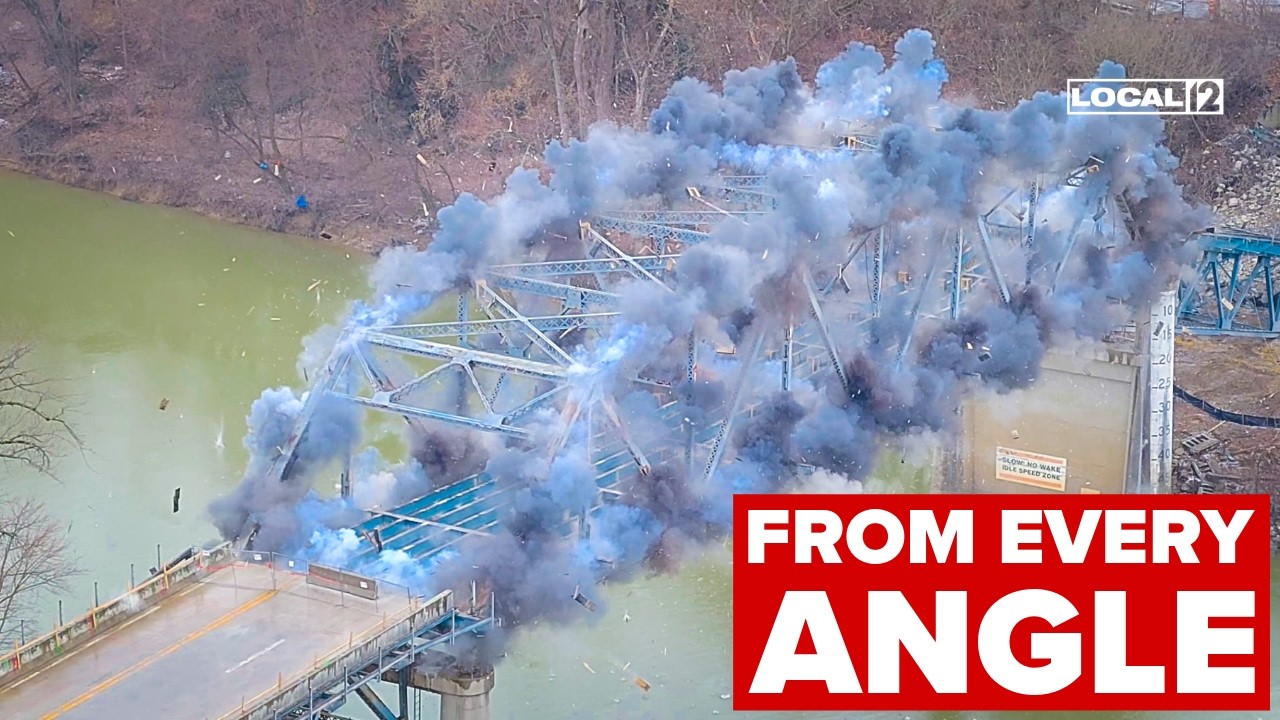 Multi‑angle footage of a Kentucky bridge implosion