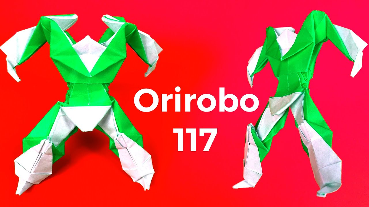 Видеоурок по оригами 🟩 Ориробо 117 🟩 Делаем робота из одной бумаги