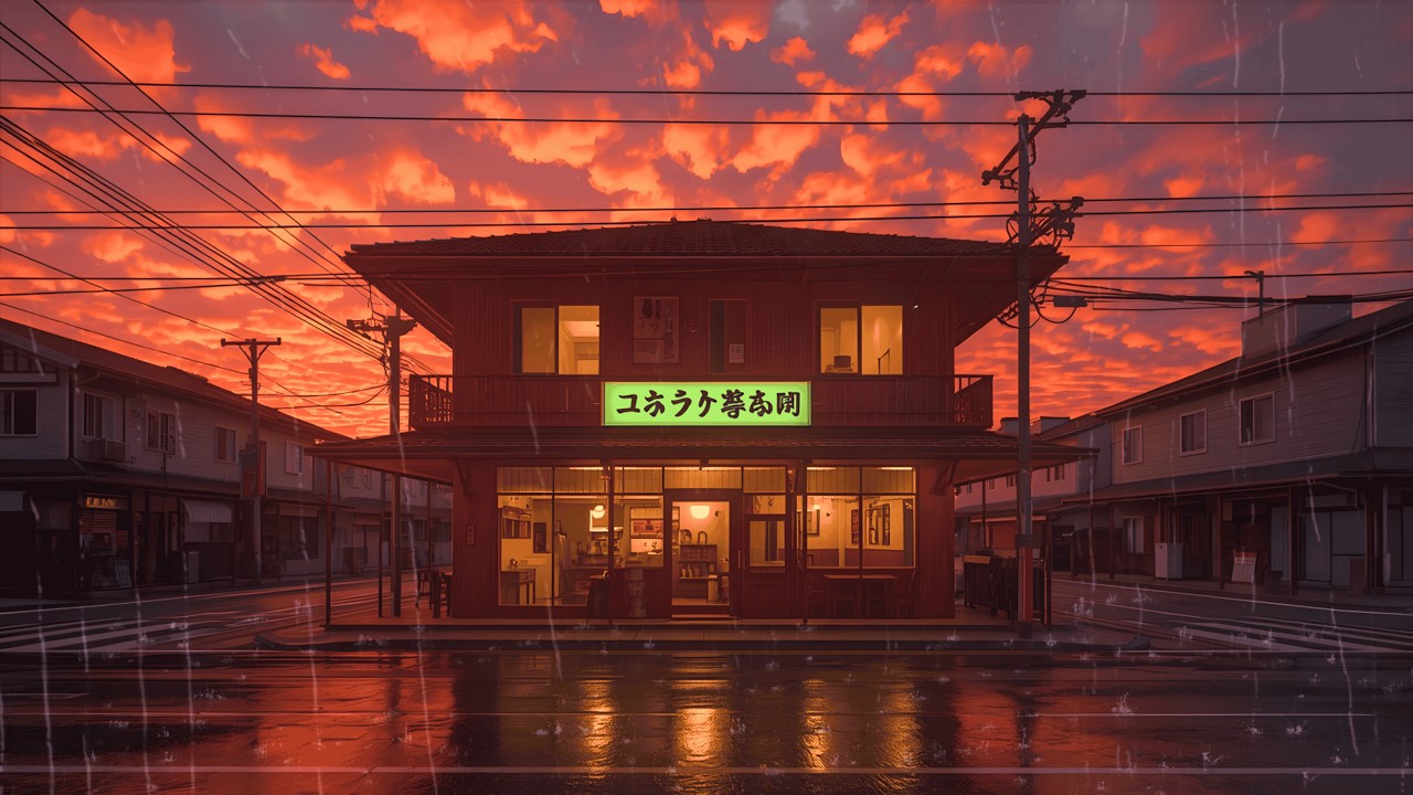 Tokyo Lofi Rain 🌧️ Gentle Rain in a Cafe | Peaceful Japanese Street Scene