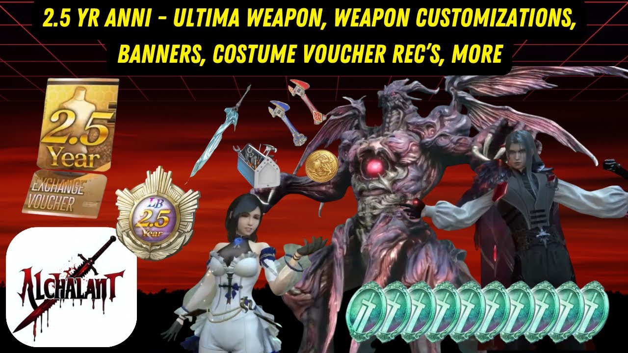 FF7 Ever Crisis - 2.5 Anniversary Announcement - Ultima Weapon Costume Voucher Weapon Customizations
