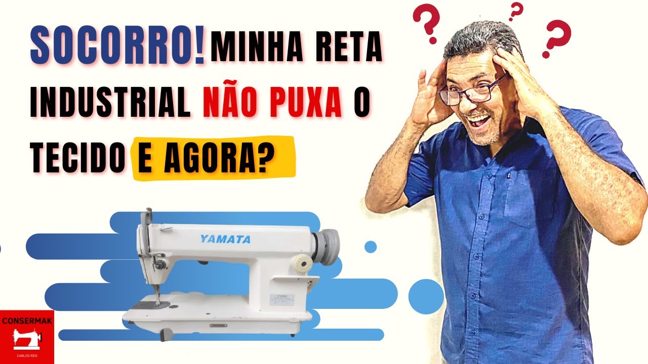 Máquina de costura reta industrial não está puxando o tecido