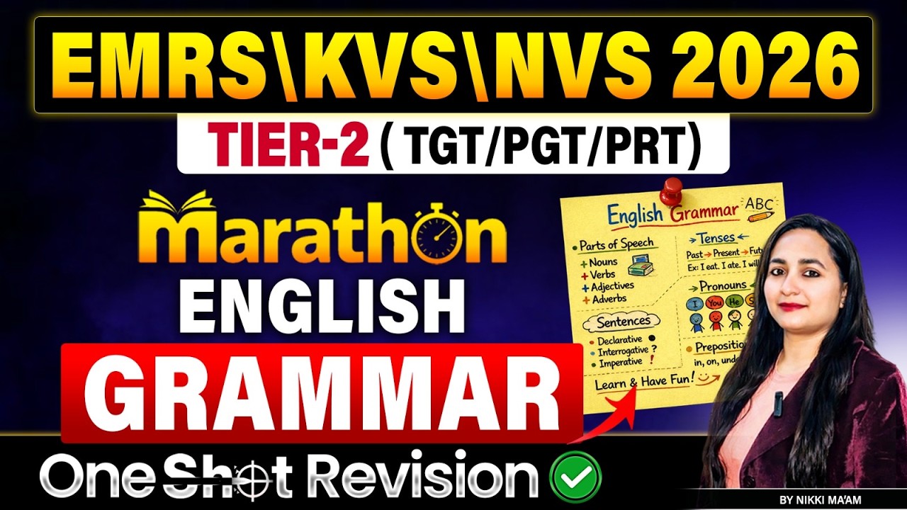 EMRS KVS NVS 2026 English Grammar Marathon | One Shot Revision TGT PGT PRT Tier-2