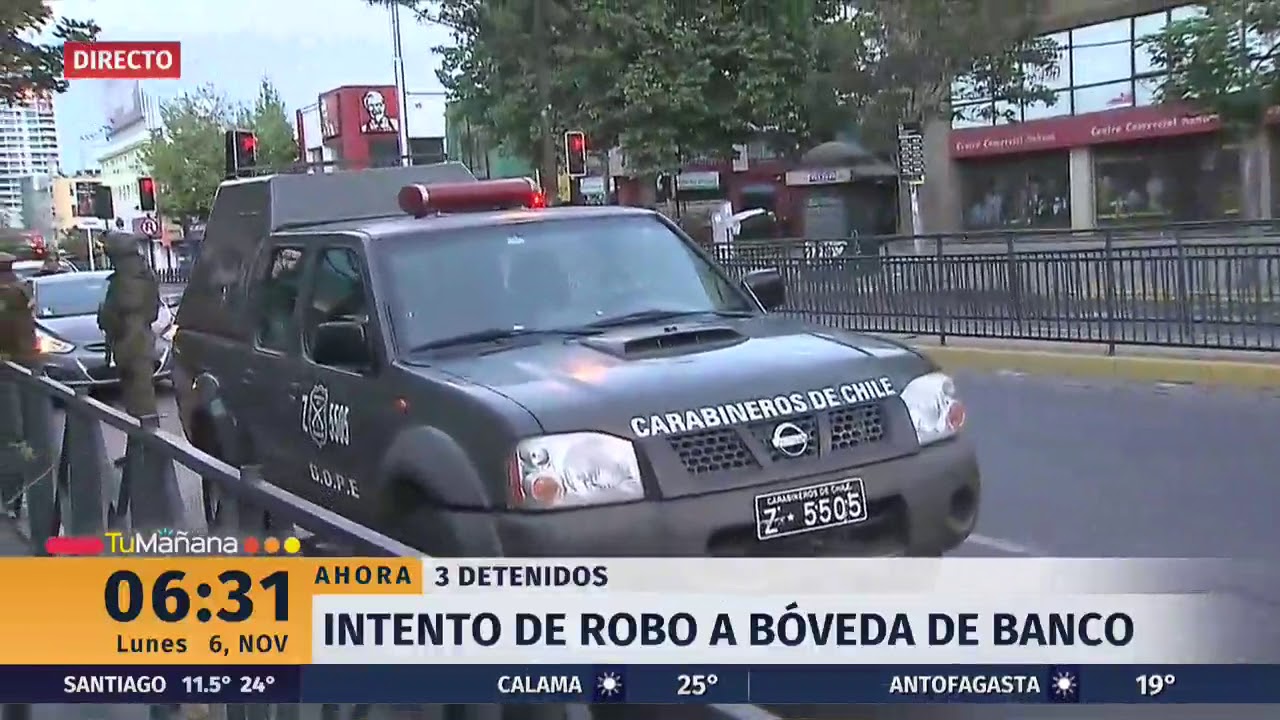 Sujetos intentan robar b&oacute;veda de banco BBVA en &Ntilde;u&ntilde;oa | 24 Horas TVN Chile