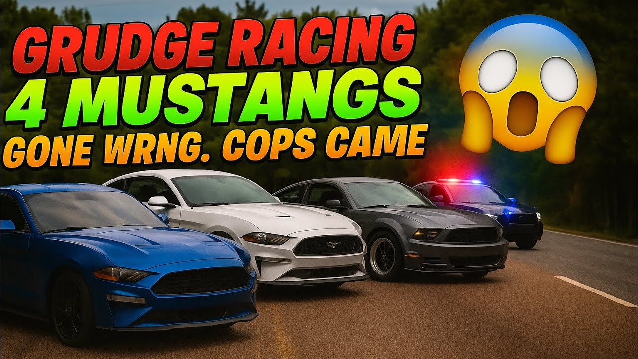 GRUDGE RACING 4 MUSTANG’S *GONE WRONG* 😳🚔