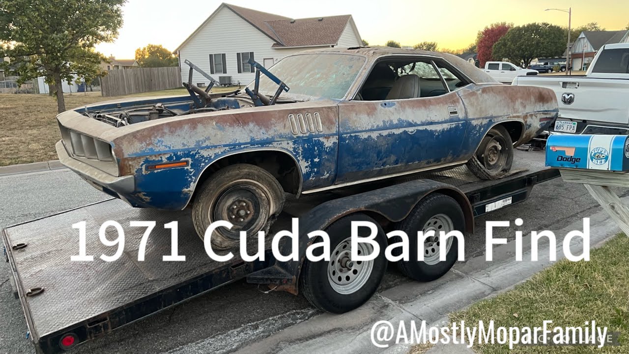 Saved: a 1971 Plymouth Cuda “parts car” big block Barracuda Ratty Patina Mopar 70 71 1970 barn find