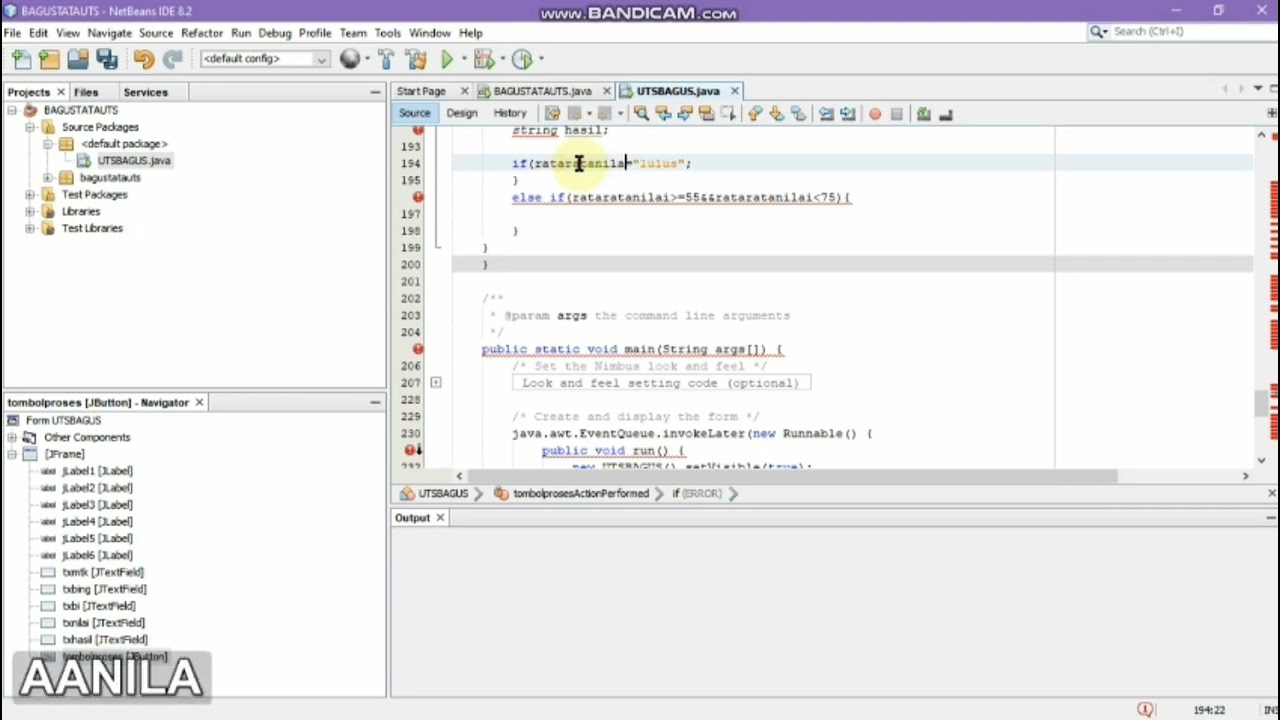 MENGHITUNG NILAI RATA RATA MENGGUNAKAN NETBEANS