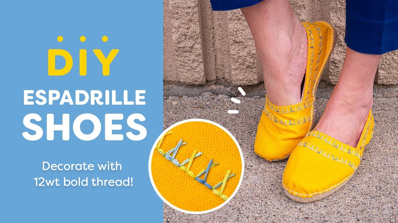 DIY Espadrille Shoes: Decorate with Bold 12wt Thread!