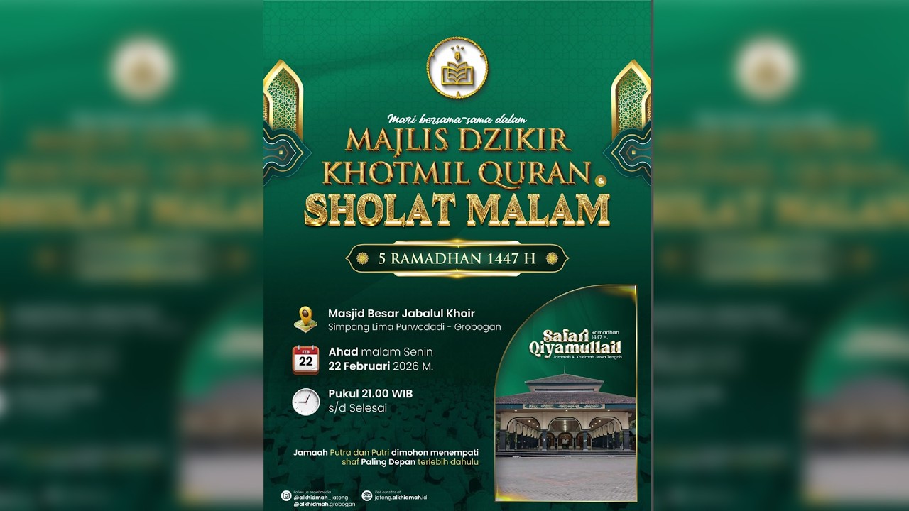 Majlis Dzikir Khotmil Qur'an SHOLAT MALAM  Masjid Jami' JABAL KHOIR Purwodadi