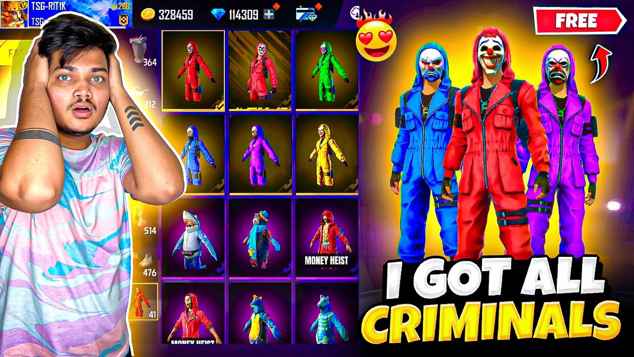 Free Fire I Got Red & All Criminal Bundles😍 And 5,00,000 Diamonds💎 From Garena Free Fire