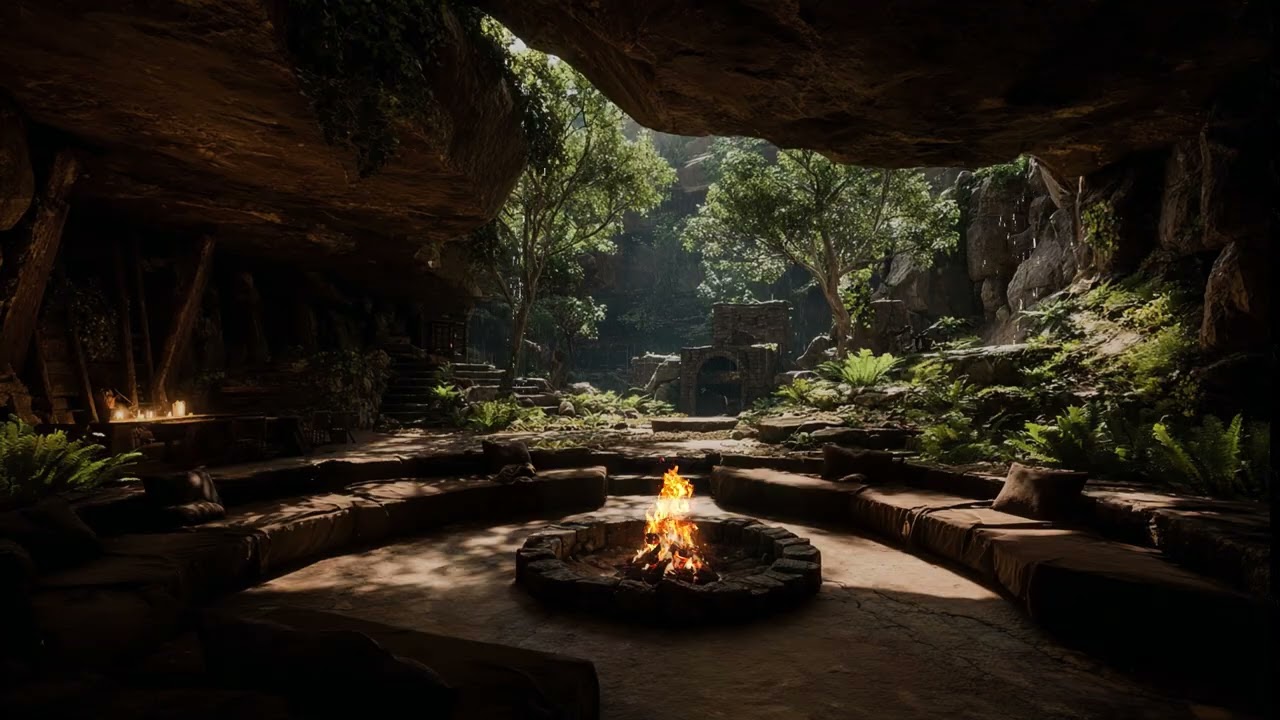 Extreme Rainstorm Echoing Through a Remote Cave | Deep Night Thunder Atmosphere 🌧️🌩️