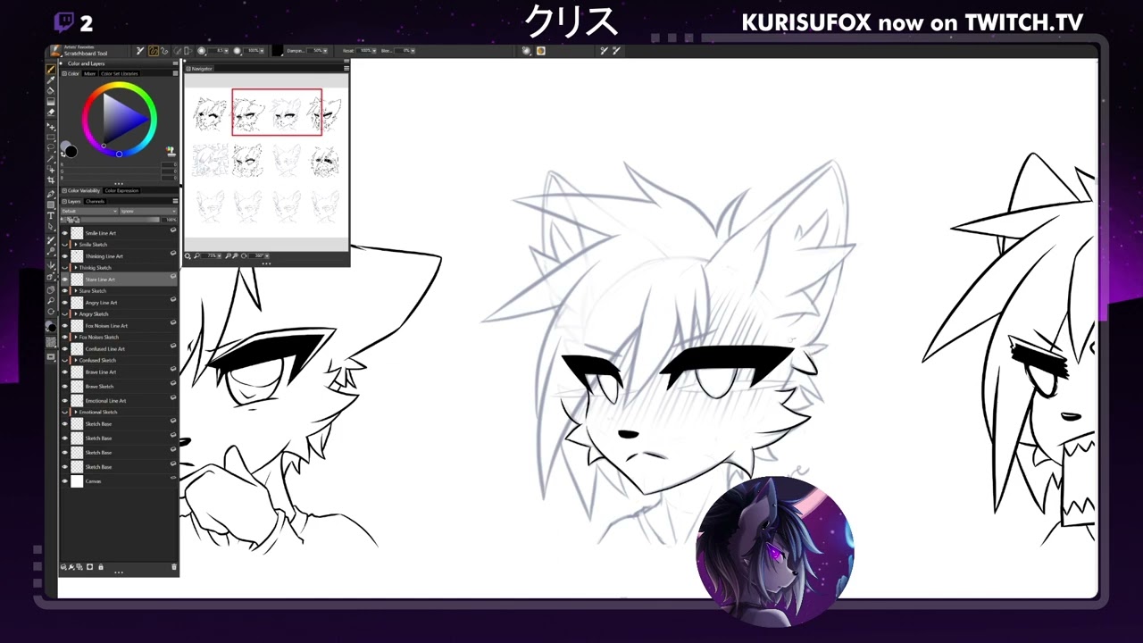 KurisuFox Illustrations: Emote Commission Line Art (ZaneArcticF0x)