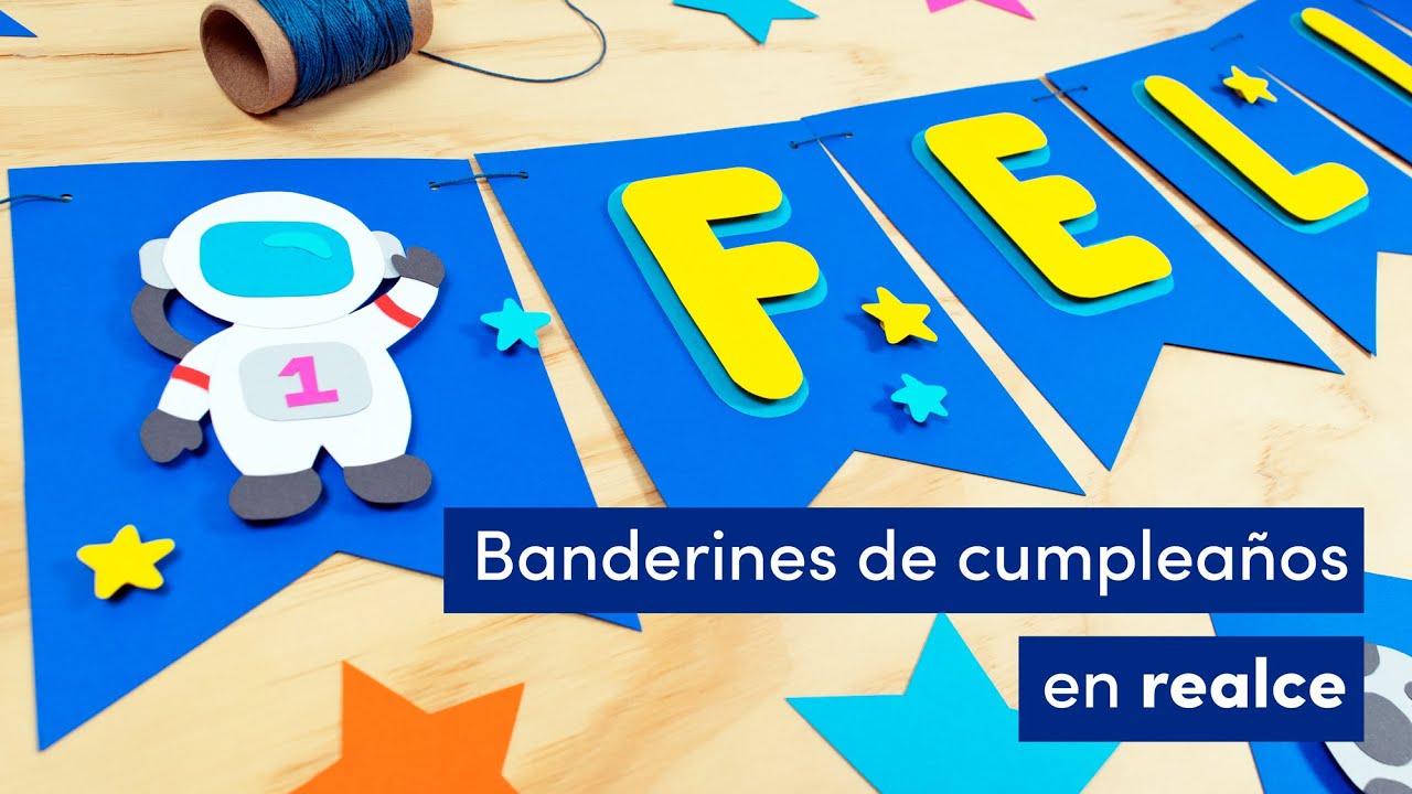 Cómo hacer banderines de cumpleaños en realce ⏐ Tema espacial ⏐ Moldes GRATIS