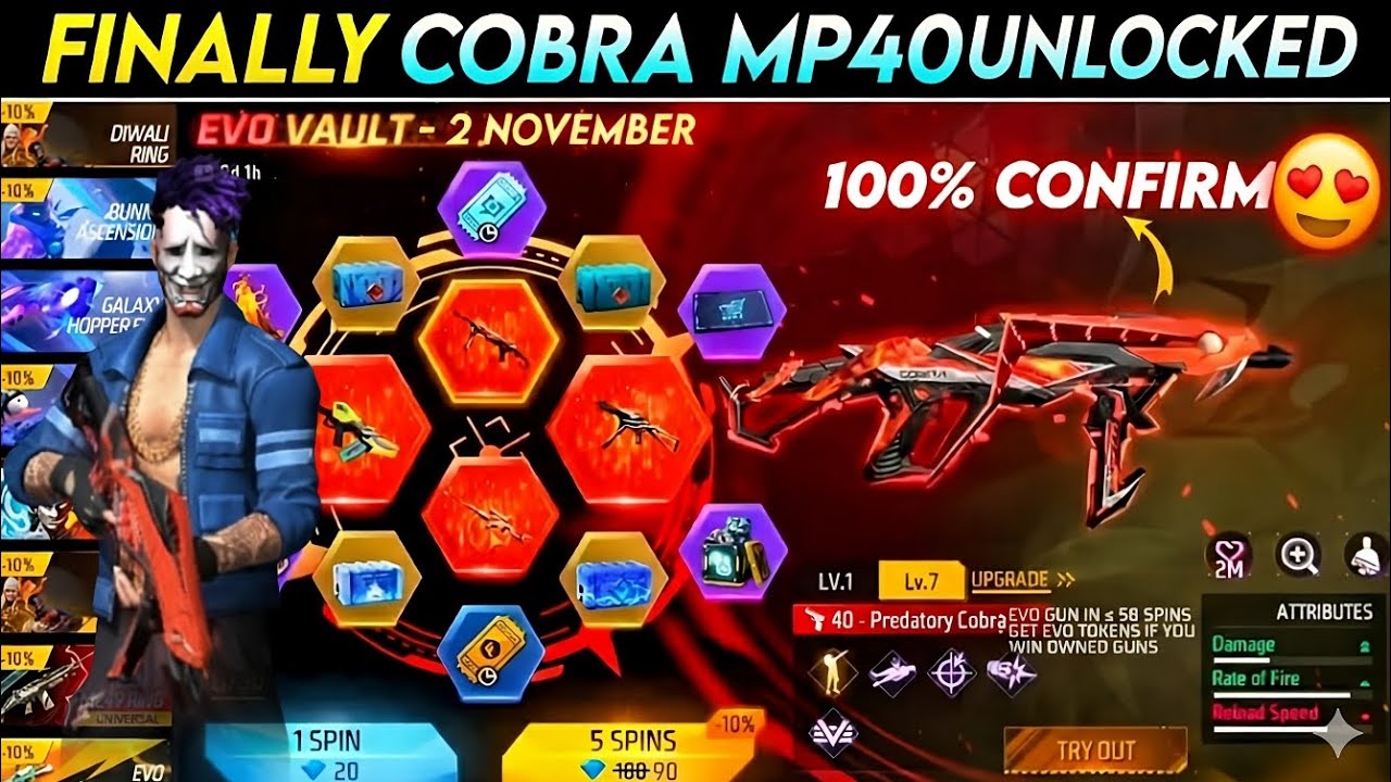 FINALLY COBRA MP40🥳 & GROZA🔥 UNLOCKED | COBRA MP40 EVO GUN UNLOCKED | #mp40 #freefire #tondegamer 