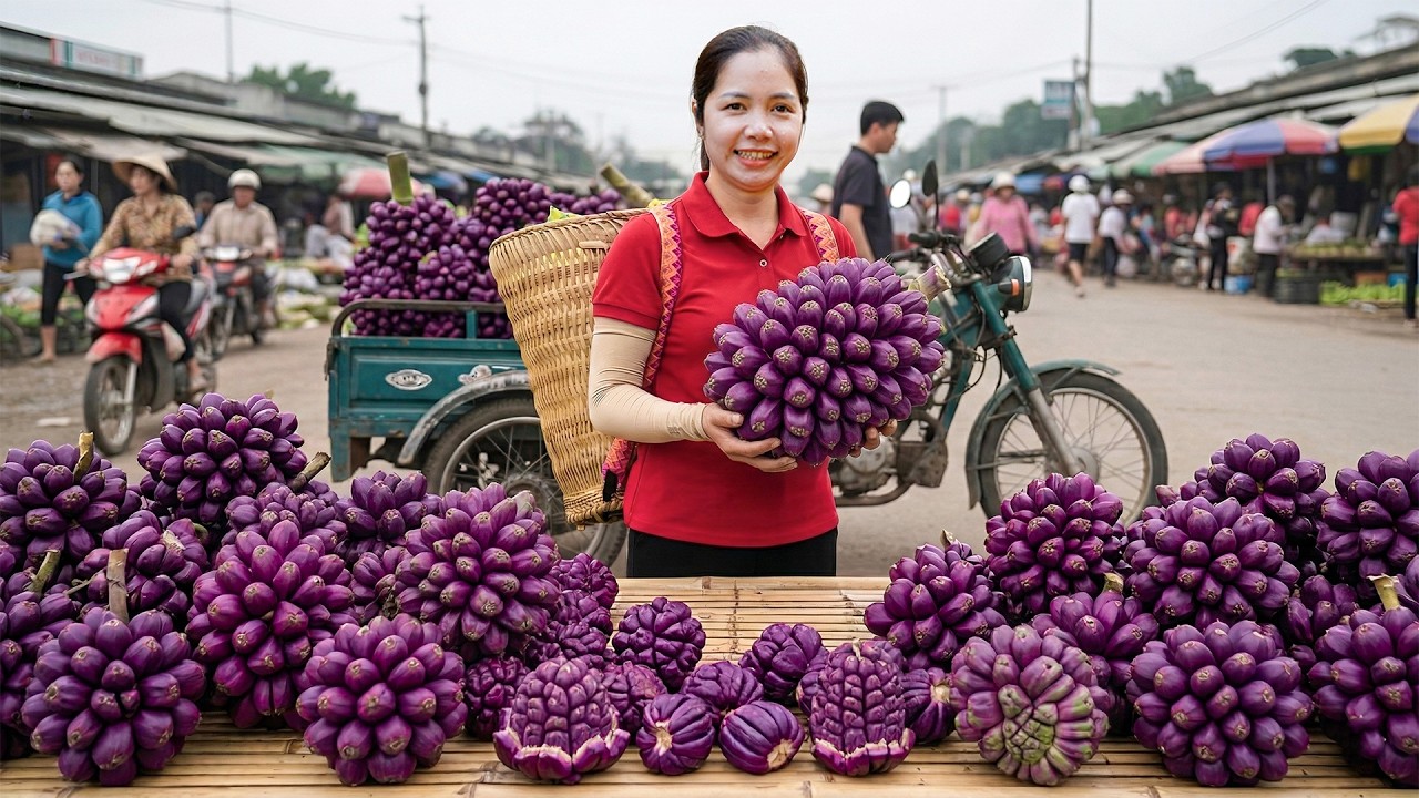 ¡Cosecha de Más de 500 Kg de Piña Morada Gigante! 🍍💜 Venta en el Mercado
