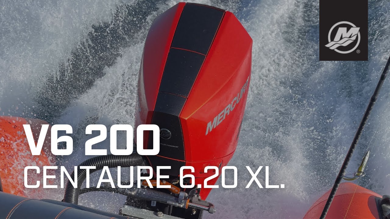 Le 200 ch V6 Mercury avec une consommation moyenne de 0.7L au mille nautique.
