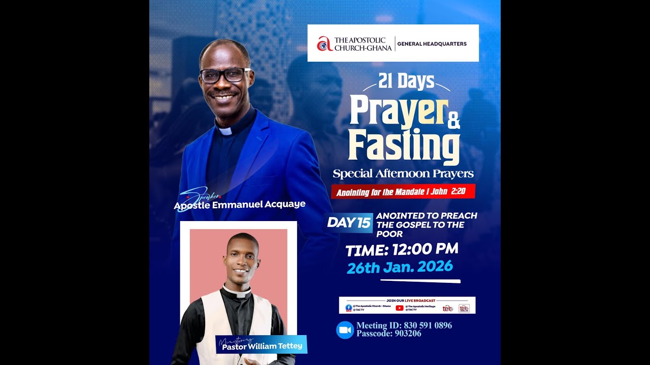 DAY 15 || 21 DAYS PRAYER AND FASTING || 26TH JAN. 2026 || ANOINTED TO PREACH THE GOSPEL TO THE POOR