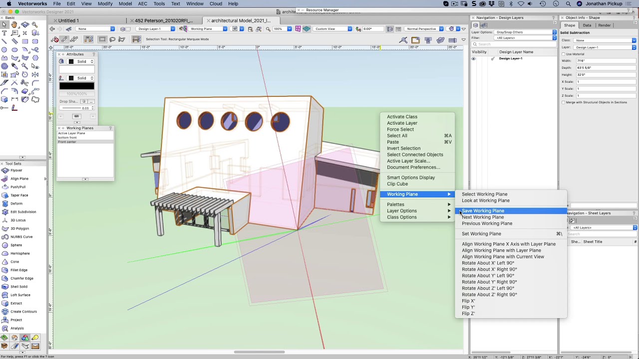 Vectorworks 2021 - Working Plane and Align Plane - Podcast 225