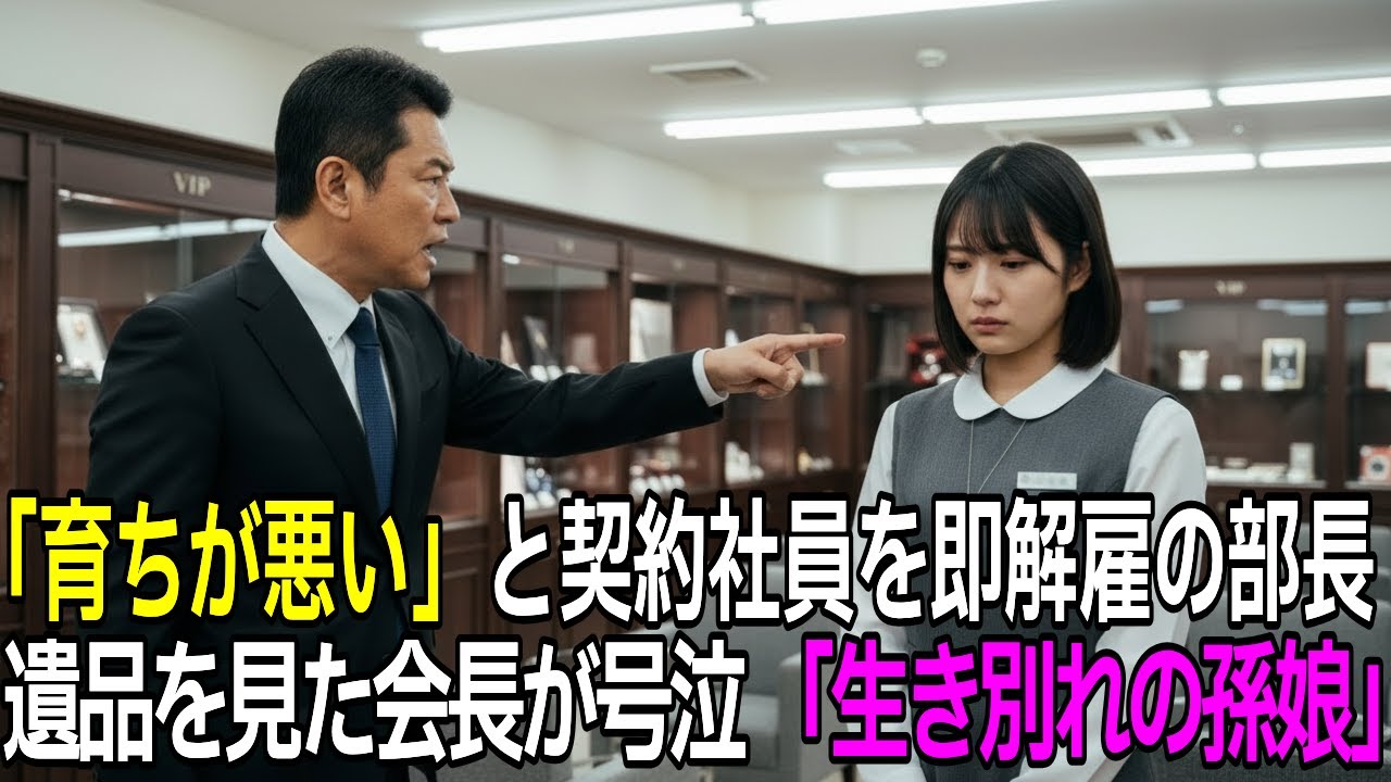 「育ちが悪い」と契約社員の私を解雇した部長。直後、会長が私のペンダントを見て号泣！「息子の形見…」実は生き別れの孫娘と判明し、部長は顔面蒼白へ