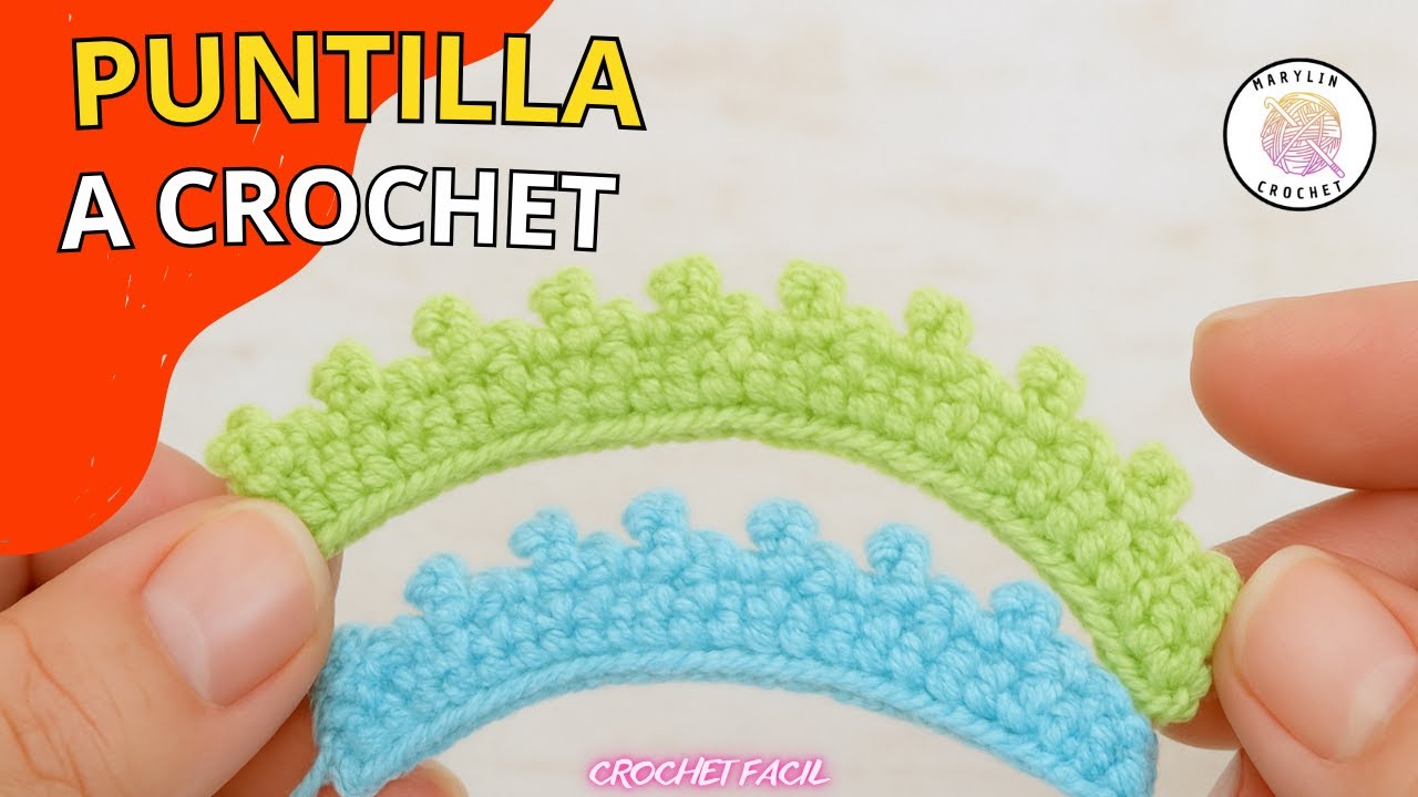 Puntilla piquitos picot a crochet.  FÁCIL y rápida