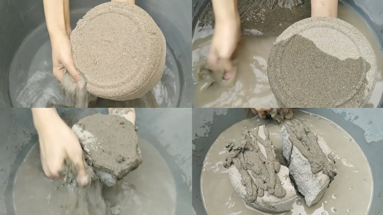 ASMR Soft Sand Cement Crumbling+Dipping