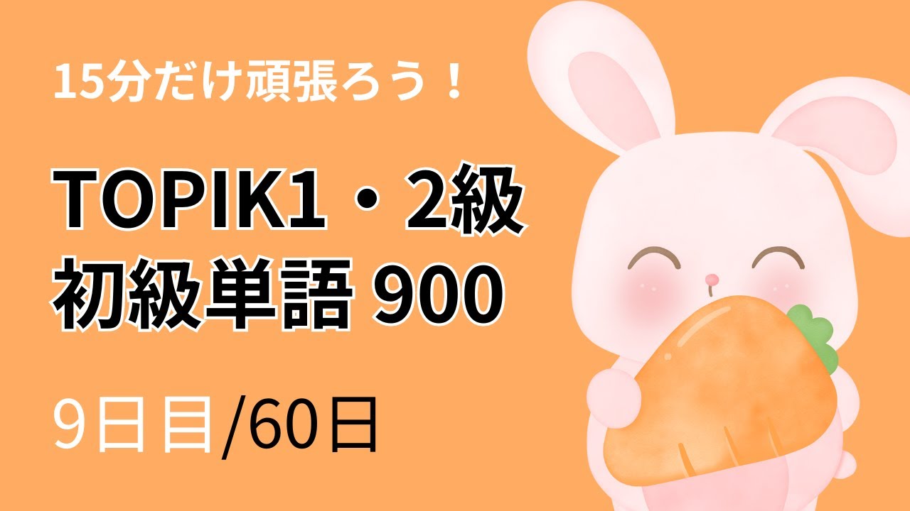 【韓国語】科学的な暗記法で覚えるTOPIK1・2級の初級単語900～9日目～