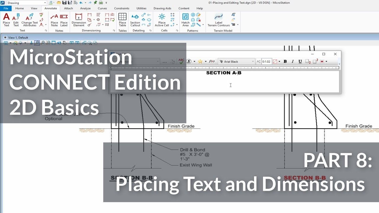 MicroStation CONNECT Edition 2D Basics: 08 - Placing Text and Dimensions