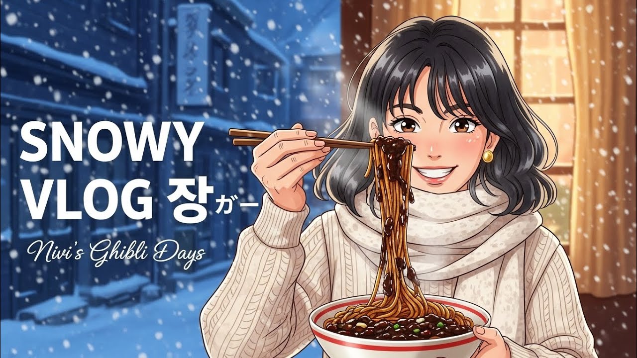 Snowy Day Vlog ❄️🍜 Making Jajangmyeon at Home | Cozy Winter Night #koreanfood #koreanvlogs #ASMR