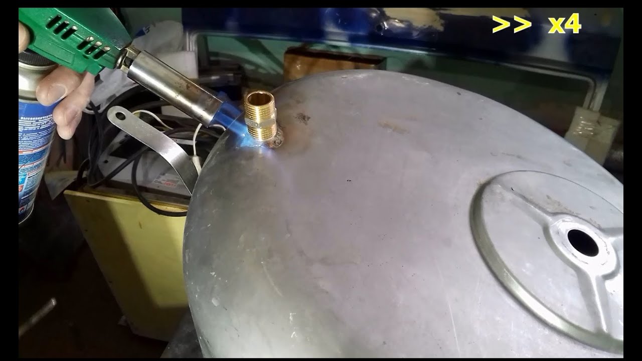 Пайка китайской газовой горелкой бака из нержавейки