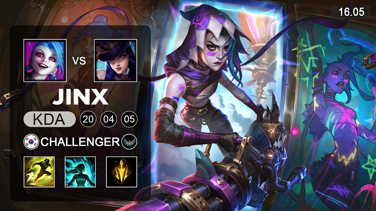Jinx vs Caitlyn ADC - KR Challenger - Patch 16.05 Season 16