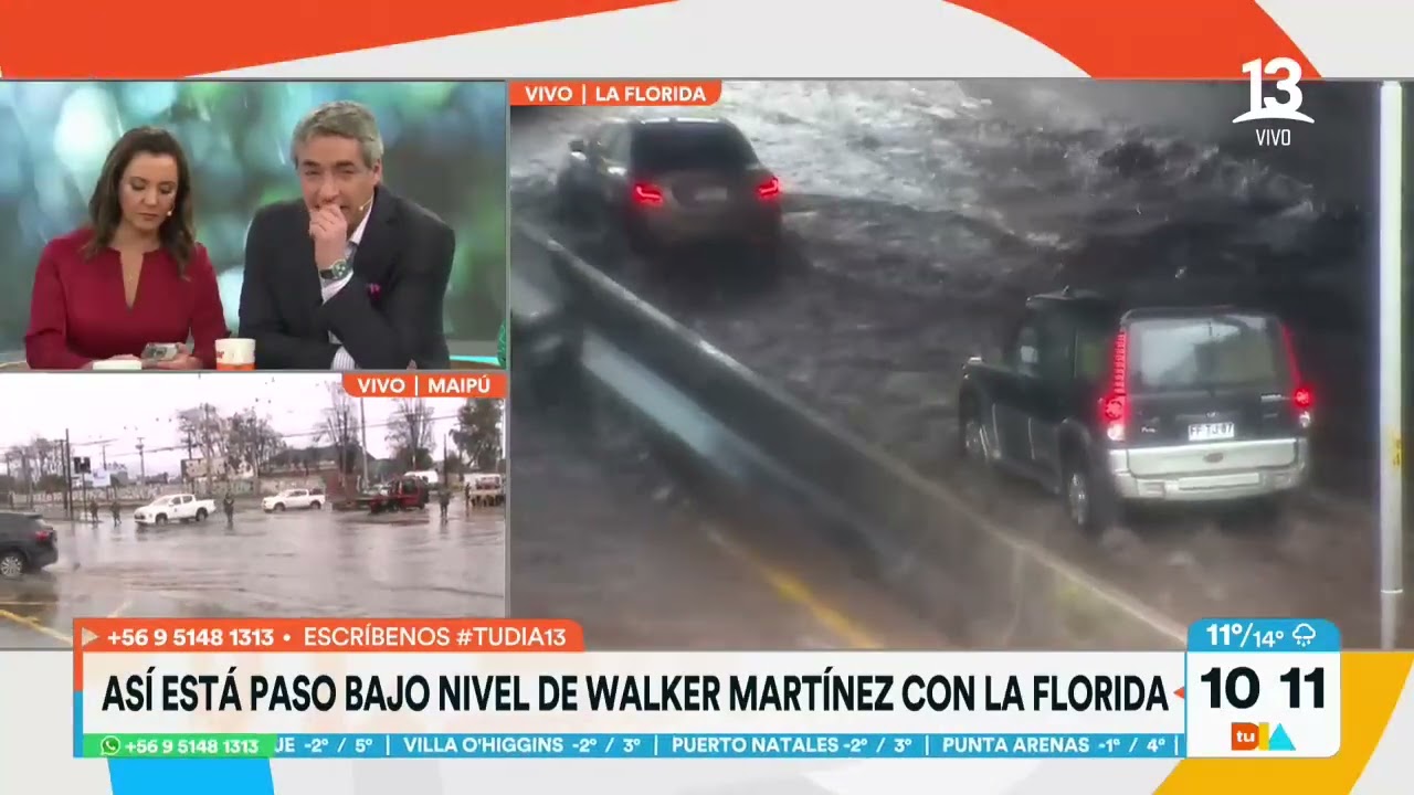 Lluvia provocó que paso nivel de Walker Martínez se inundara. Tu Día, Canal 13