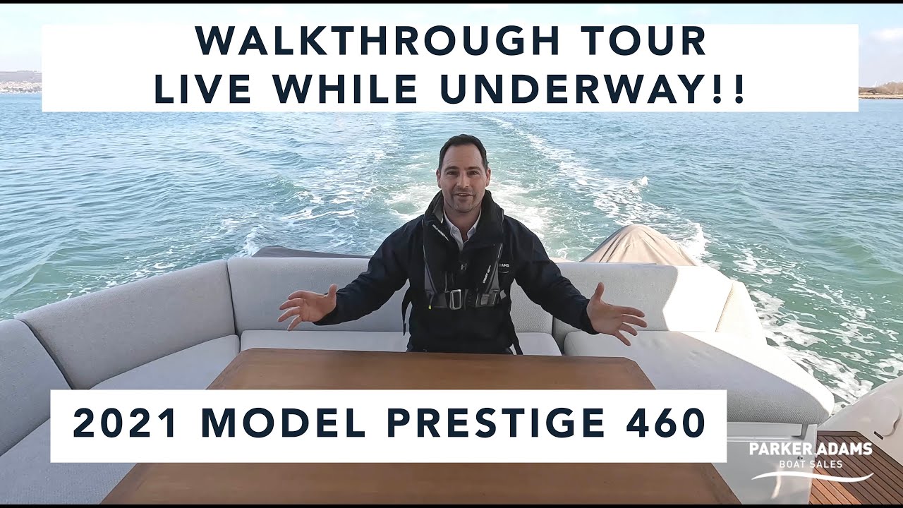 Watch LIVE Walkthrough Tour while Underway - Prestige 460 Yacht Tour on the Solent - Stunning!