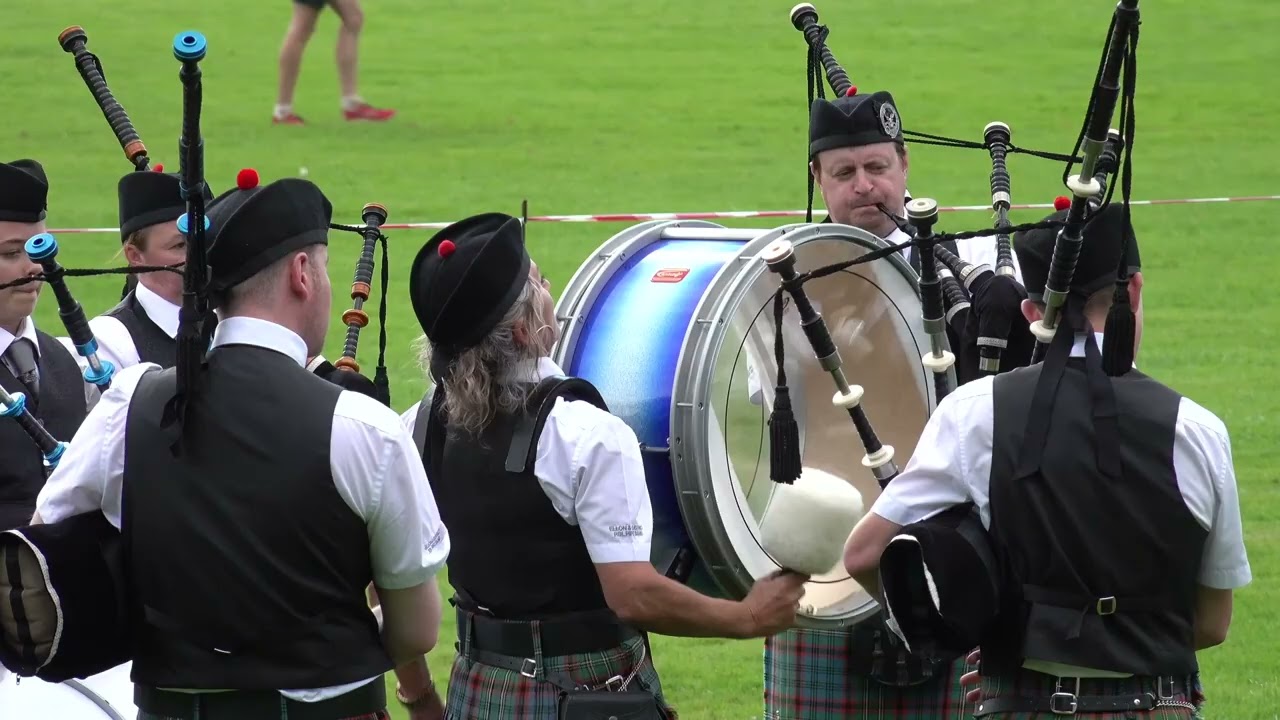 Ellon and District Pipe Band competing in Grade 4B bands during 2023 Pitlochry Highland Games