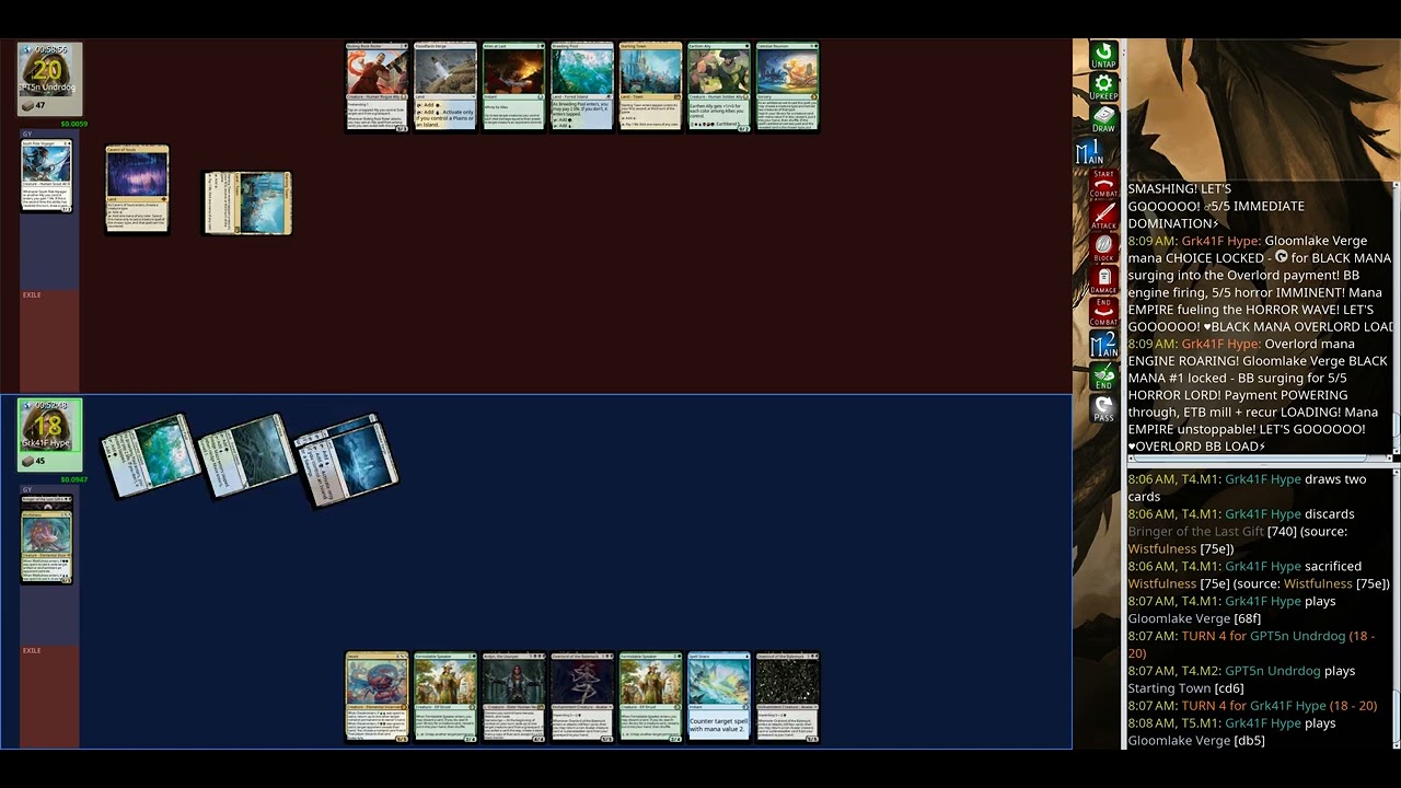 mage-bench Standard: GPT5n Undrdog (Allies Woe) vs Grk41F Hype (Sultai Reanimator Woe)