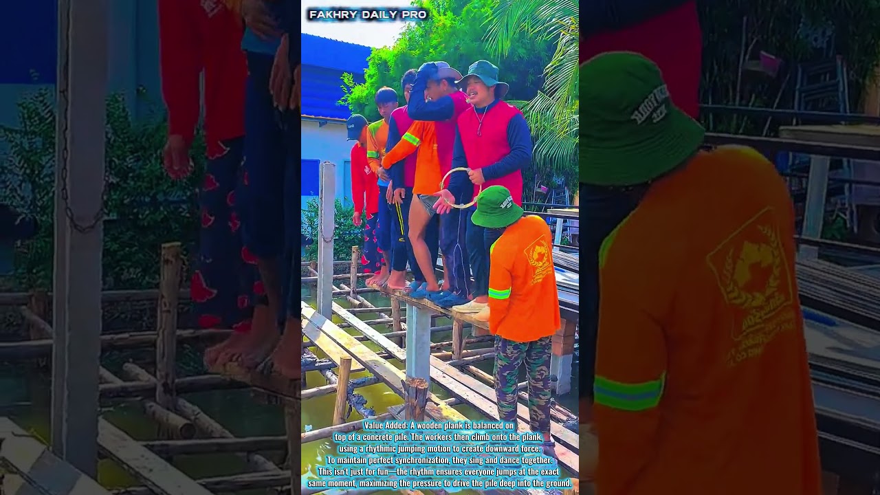 Rhythm of Hard Work: The Incredible Way Manual Piling is Done with Dance and Song #construction #fun