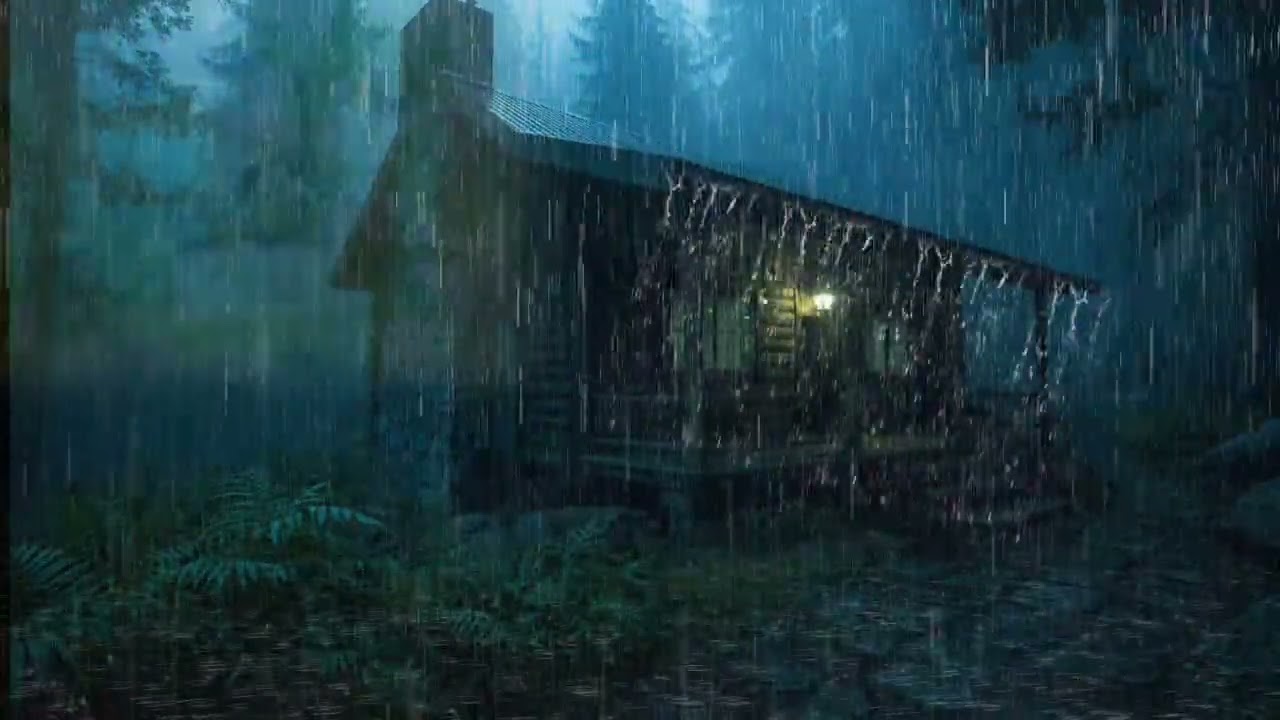 HEAVY RAIN at NIGHT on Roof to Sleep Deep and Sleep Fast ⚡ Soothing Rain to Relax & Study, ASMR