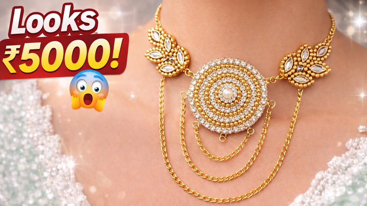 ₹200 DIY Necklace That Looks Like ₹5000 😱| Budget Friendly Bridal Necklace DIY #diy #youtube#Jewelry
