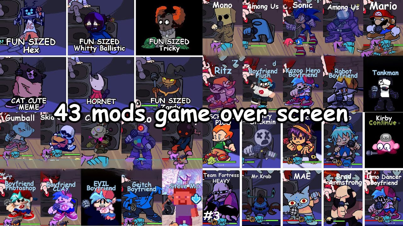 43 Mods in Game Over Screen and Missed Note Animation Friday Night Funkin  Compilation #1