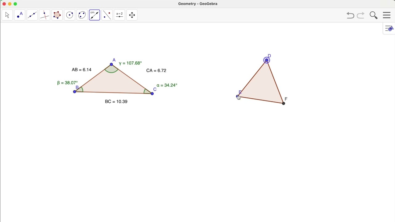 Drawing triangles with Geogebra: The basic