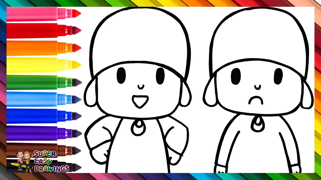 Drawing And Coloring Pocoy&oacute; Happy VS Pocoy&oacute; Sad 👶😃👶☹️🌈 Drawings For Kids