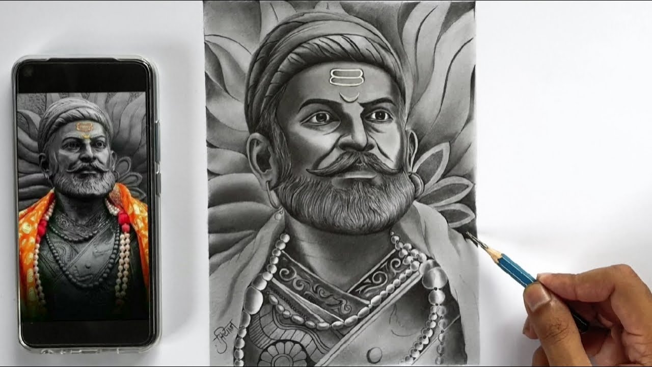 Chhatrapati Shivaji Maharaj Pencil Sketch - timelapse video