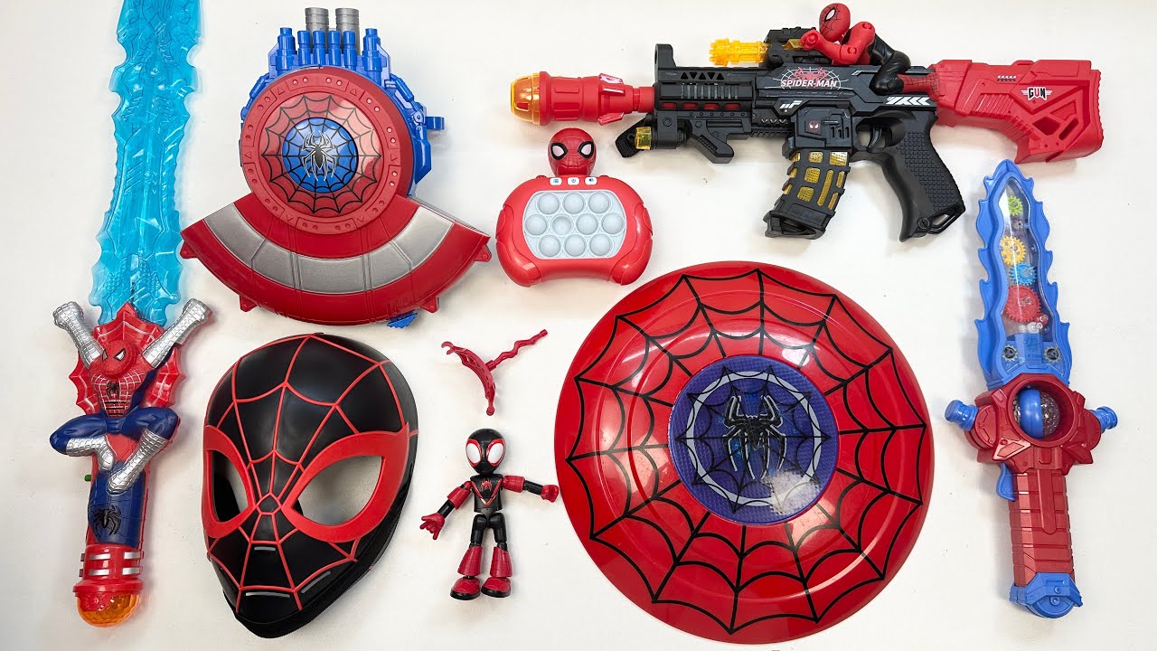 17 minutes Unboxing Spider-Man toy gun, launcher, laser sword,sound and light toy,cool action figure