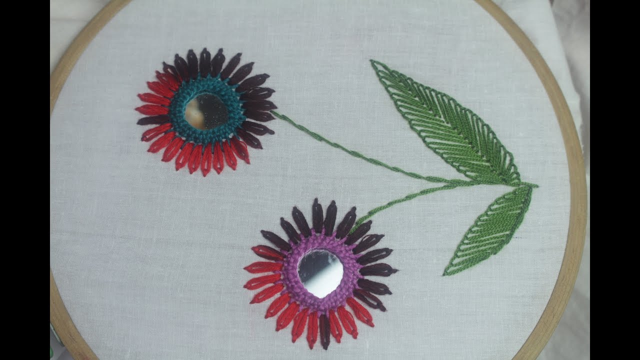 Mirror work flower design | Hand embroidery designs