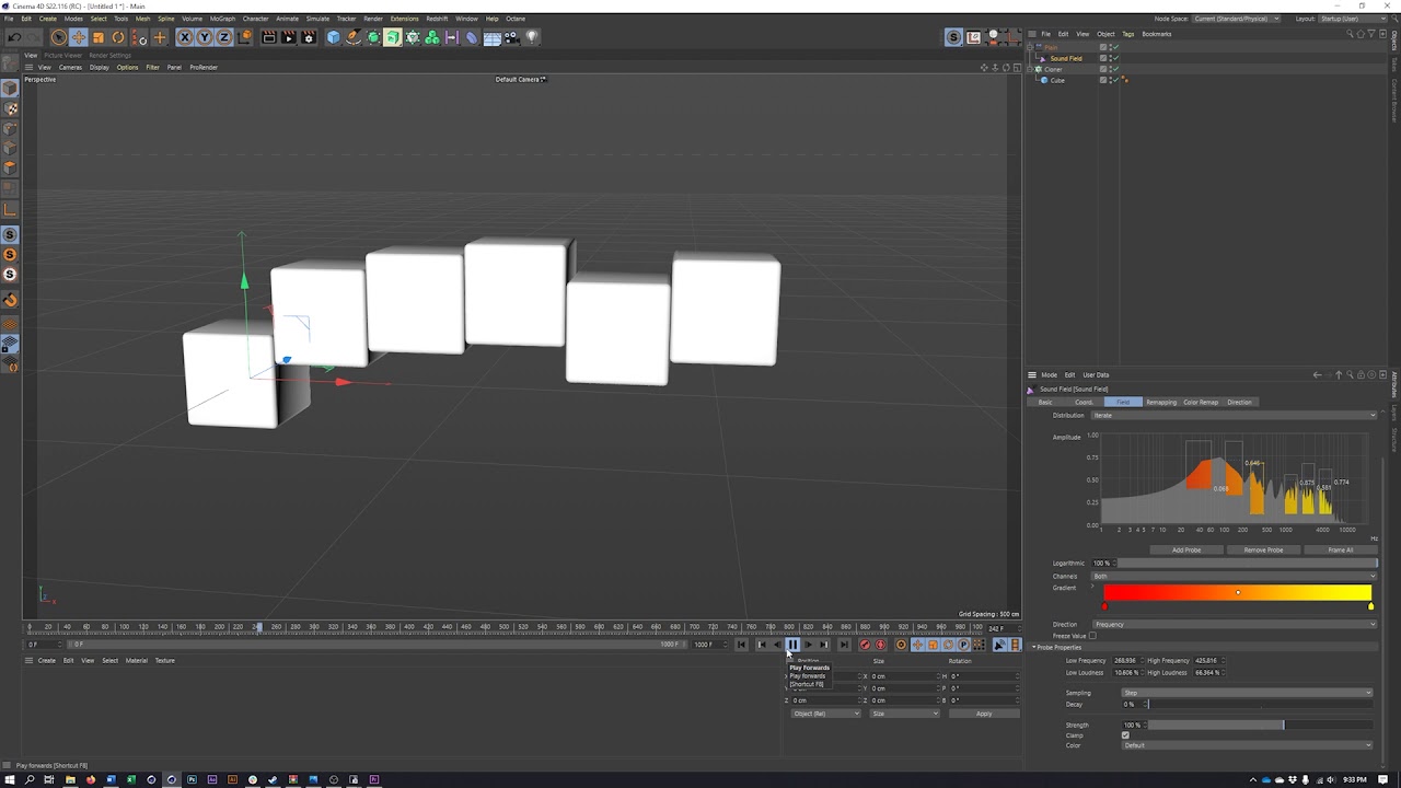 Cinema 4d: Working with the Sound Field/Effector