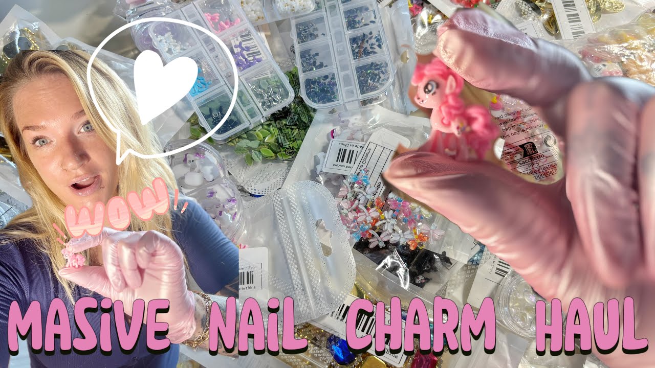 🐦‍🔥MASIVE NAIL HAUL ( CHARMS - TIPS - GELS) Amazon shein and temu 🐦‍🔥