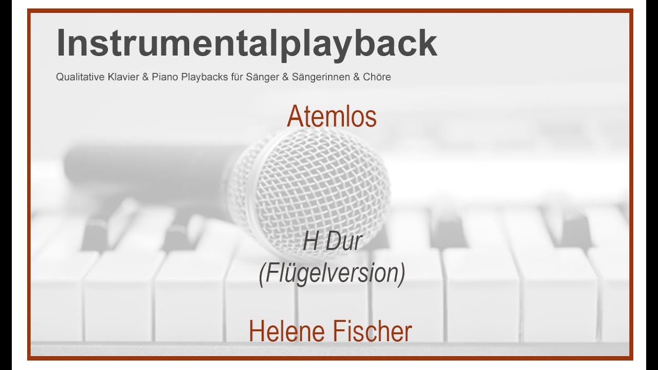 Atemlos - Flügeleinspielung - Playback - Klavierversion - Instrumental