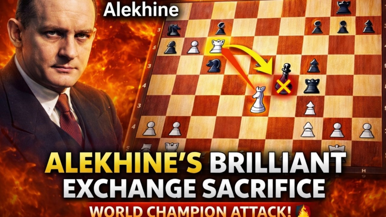 Alekhine’s Brilliant Exchange Sacrifice | World Champion Attack ♟️