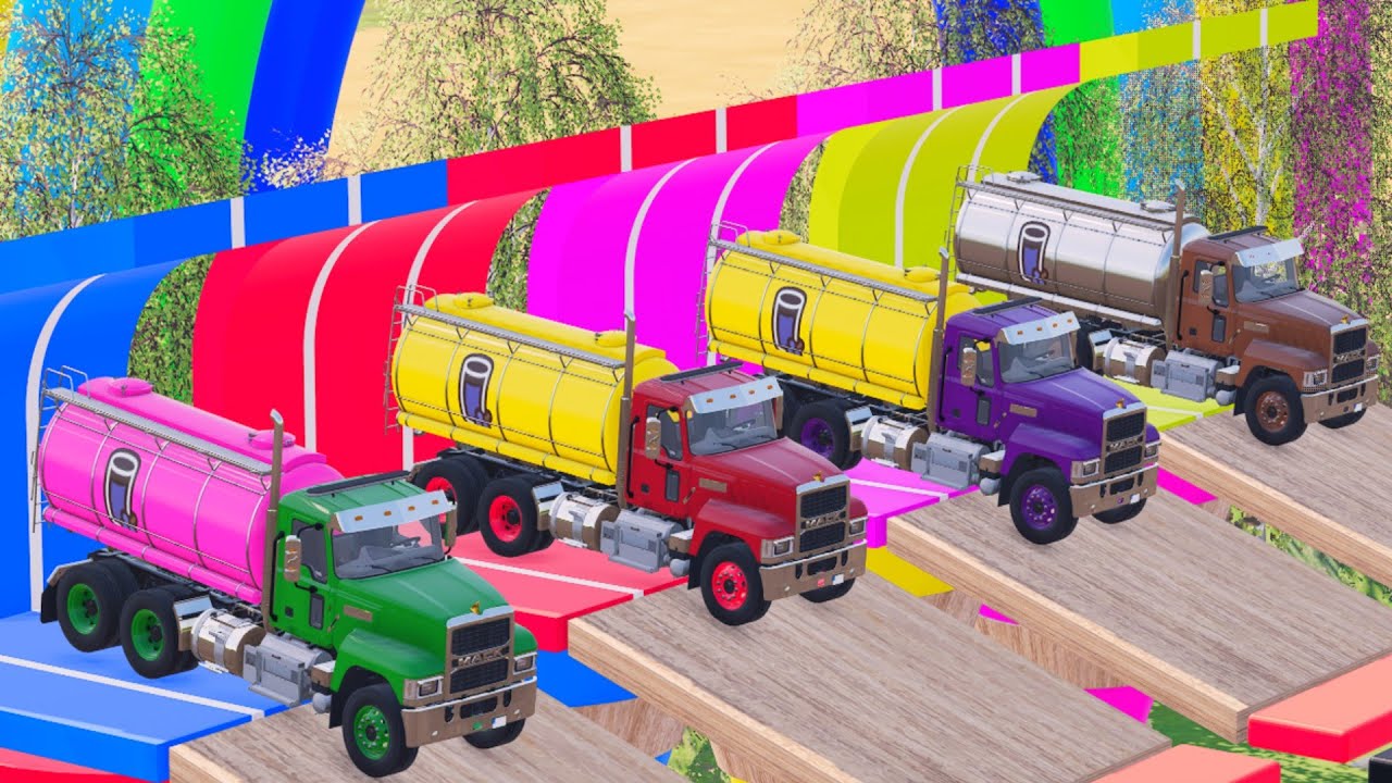 Garage with Colors   ALL BIG TRACTOR WITH DOUBLE FLATBED TRAILER TRUCK, FREIGHTLINER, MAN FS22 #121