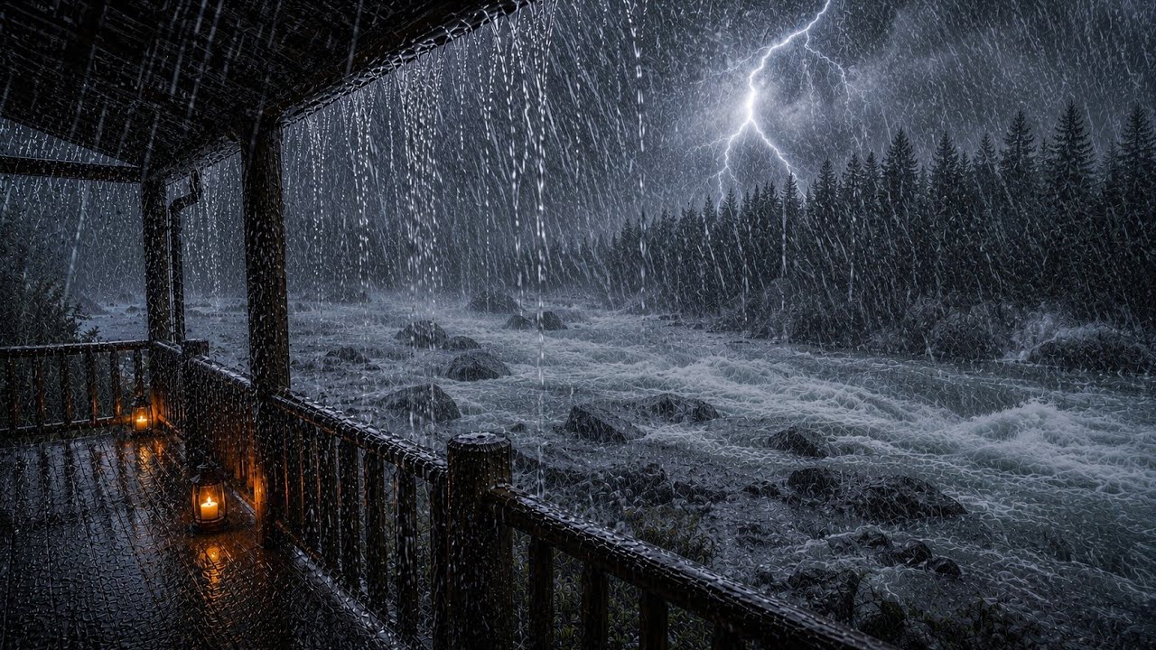 Ultimate Storm | Heavy Rain | Thunder & Raging River Sounds for Deep Sleep | rain sound 