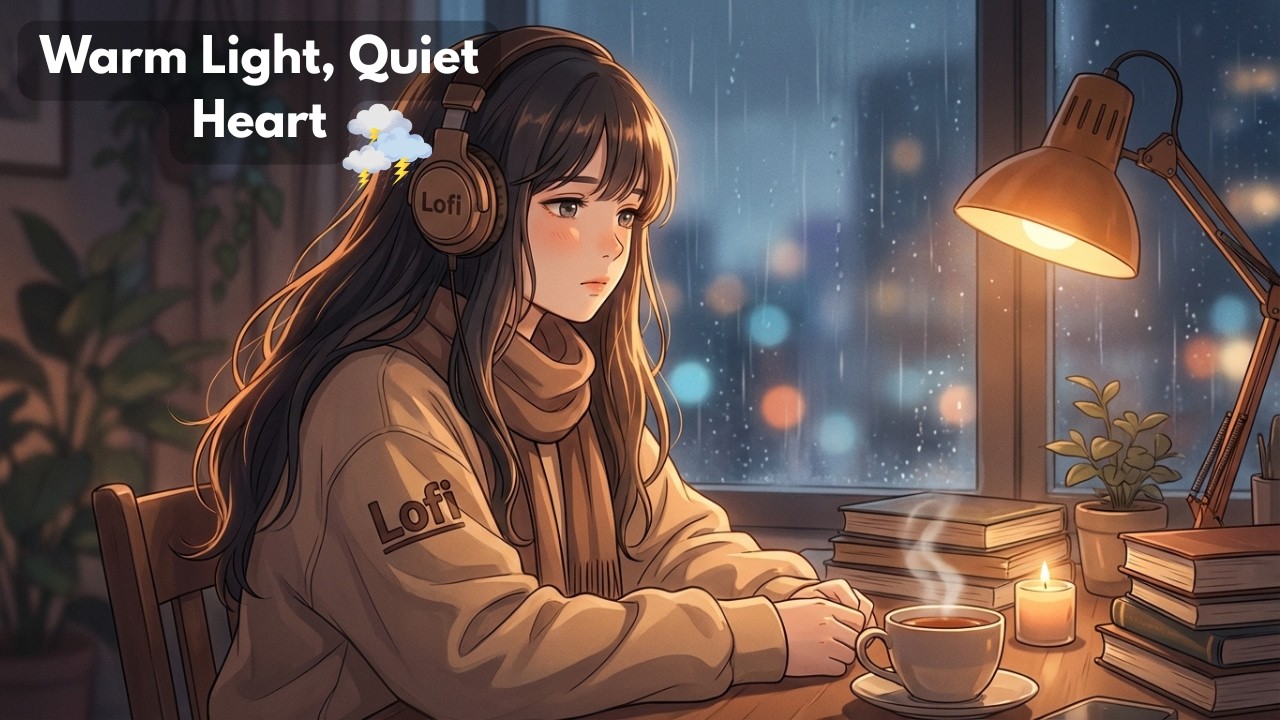 Cozy Warm Lofi Night ☕🔥 | Soft Rain & Late Night Thoughts