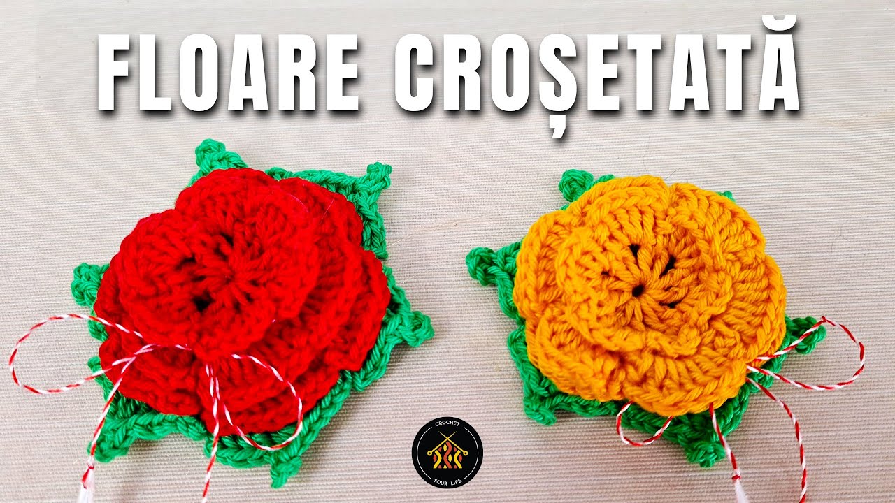 Cum crosetam floare minunata - potrivita ca martisor, brosa sau ca decor pentru alte proiecte
